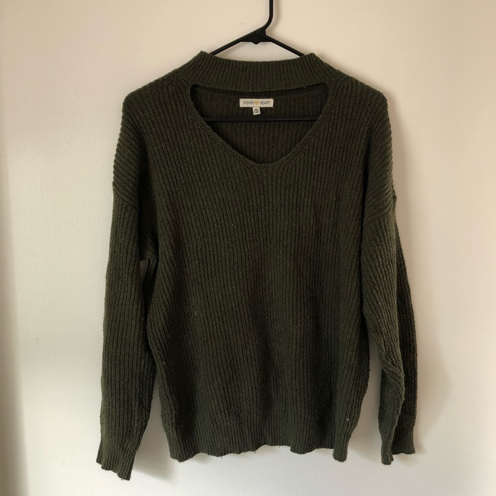 Green Choker Neck Sweater Size M